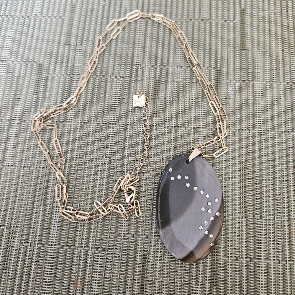 Park Lane "Wind" Elegant Gold and Black Pendant Necklace